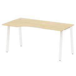 Metal System Стол криволинейный левый на А-образном м/к БА.СА-1 (L) Акация Лорка/Металл Белый 1600*9