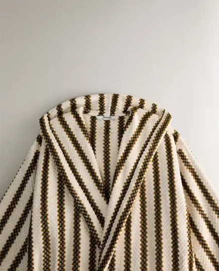 ZARA HOME ЖАККАРДОВЫЙ ХАЛАТ, ЗЕЛЕНЫЙ