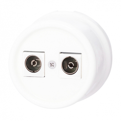 Розетка телевизионная двойная, оконечная, пластик, цвет белый B1-306-21