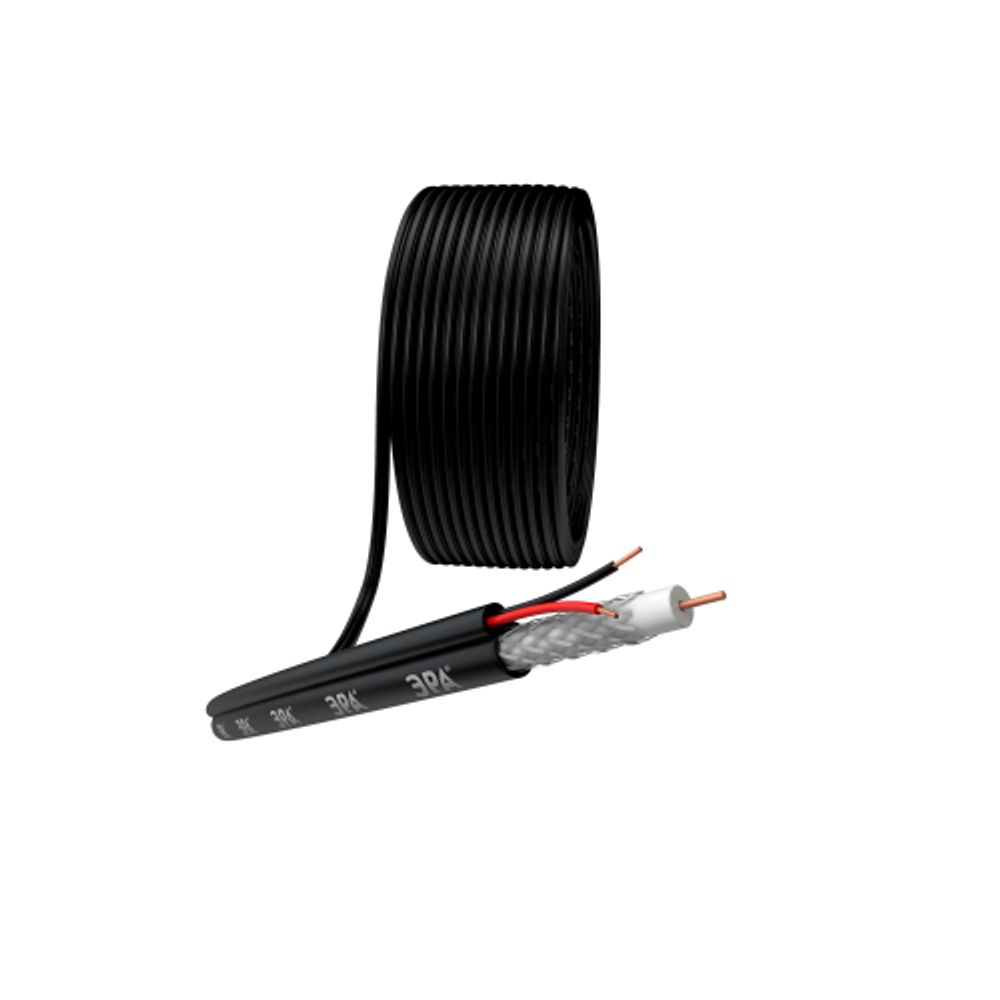 Кабель для аналогового видеонаблюдения ЭРА ККСП-2x0,5 мм бухта 200 метров, чёрный | Кабель для видеонаблюдения