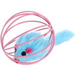 Игрушка - мячик для кошек «ИГРУЛИК», мышка, цвет розовый / голубой, d - 6см