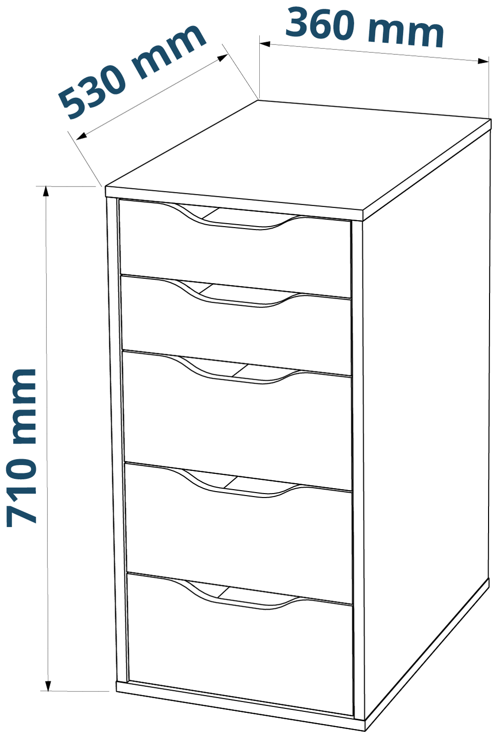 Комод Ингар 5 36x71x53, серо-бирюзовый