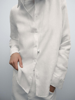 Massimo Dutti Рубашка из струящегося 100% льна, белый