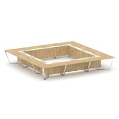 Steel Meet Стол переговорный квадратный MM-PR.B.SP-24K Тиквуд Светлый/Ваниль Глянец/Нержавеющая Стал