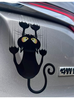 Наклейка на авто надпись с котом