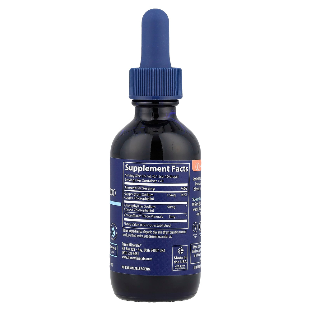 Trace, ионный хлорофилл 6000, натуральный мятный вкус, 59 мл (2 жидк. унции)