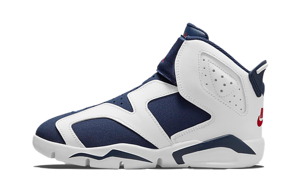 Middle-aged children Jordan Air Jordan 6 retro little flex high-top retro basketball shoes navy blue