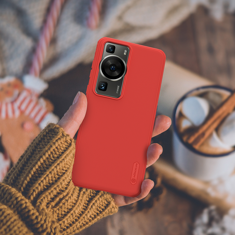 Чехол усиленный красного цвета от Nillkin для Huawei P60 и P60 Pro, серия Super Frosted Shield Pro