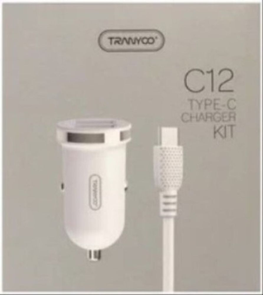 Зарядное устр-во в прикур. 2 USB 2.4A + кабель Type-C (TRANYOO)