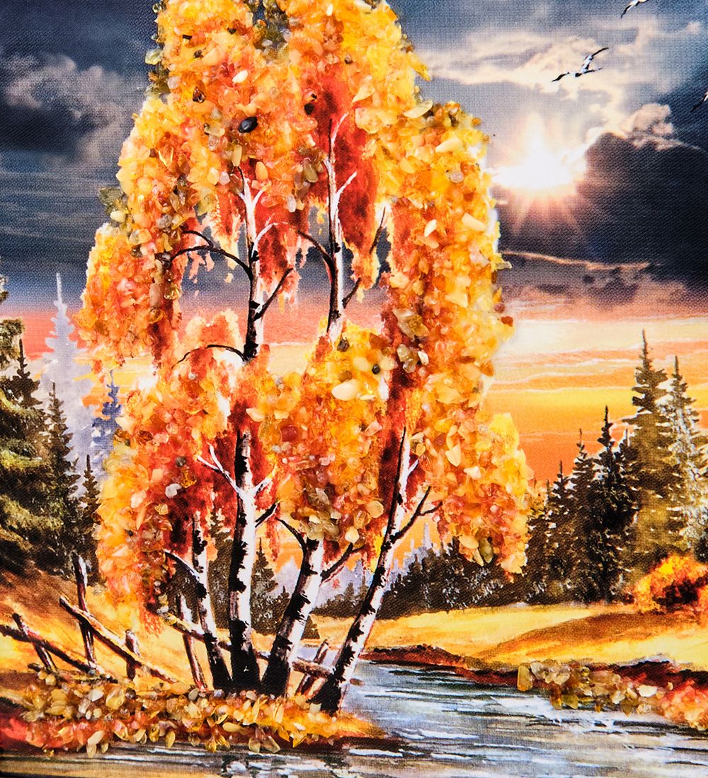 AMB-74/36 Картина «Красота природы» (с янтарной крошкой) дер.краш.рамка 12х15