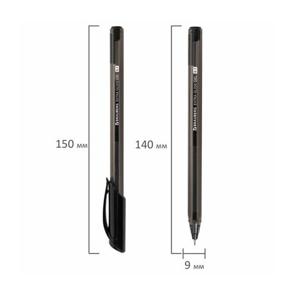 Ручка гелевая Brauberg Extra Glide Gel, черная, 0.7мм, стержень игла