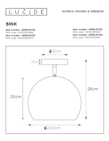 Спот Lucide Bink 45150/01/33