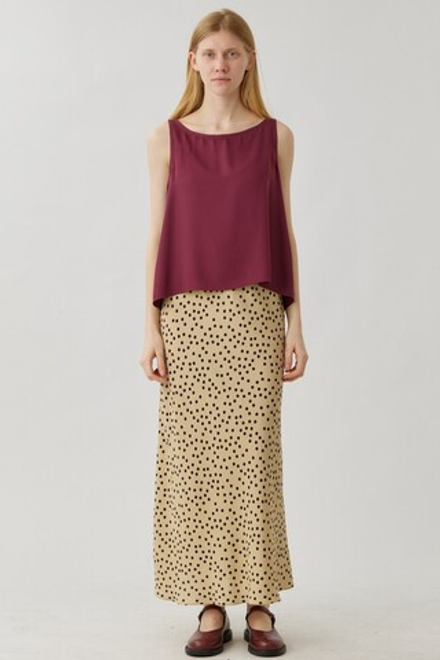 Юбка макси из бежевой вискозы в горох