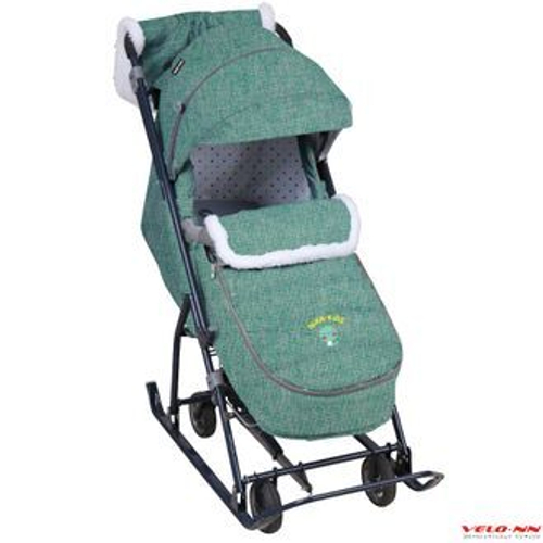 Санки-коляска Ника Наши Детки 6 НДТ6/5 джинс зеленый