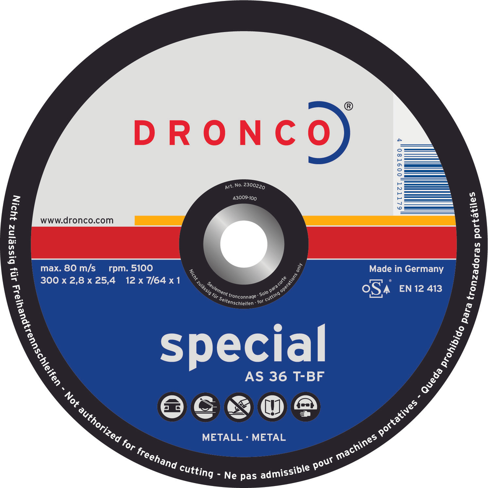 Абразивный отрезной диск Dronco AS 36 T-BF 350х3 2350220