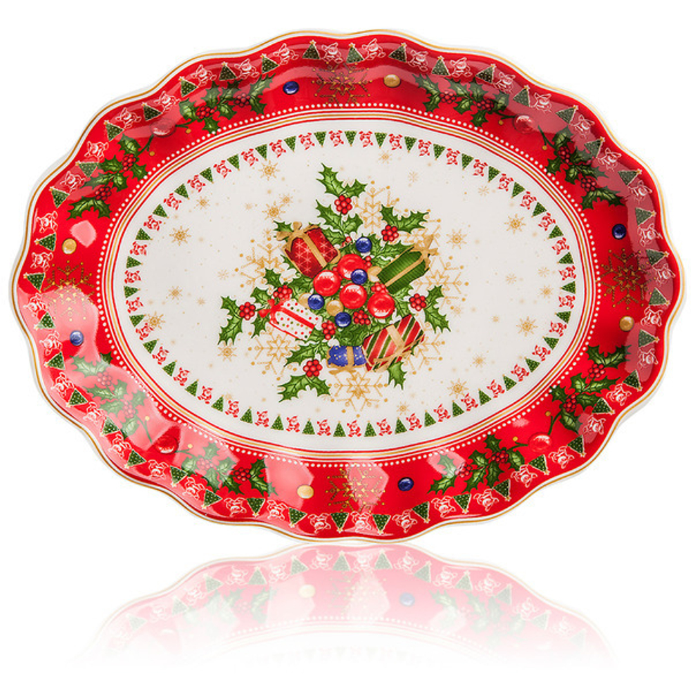 Блюдо овальное 21х16см Остролист белое Lamart