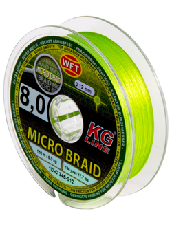 Леска плетёная WFT KG MICRO BRAID Chartreuse 150 м, 0.12 мм
