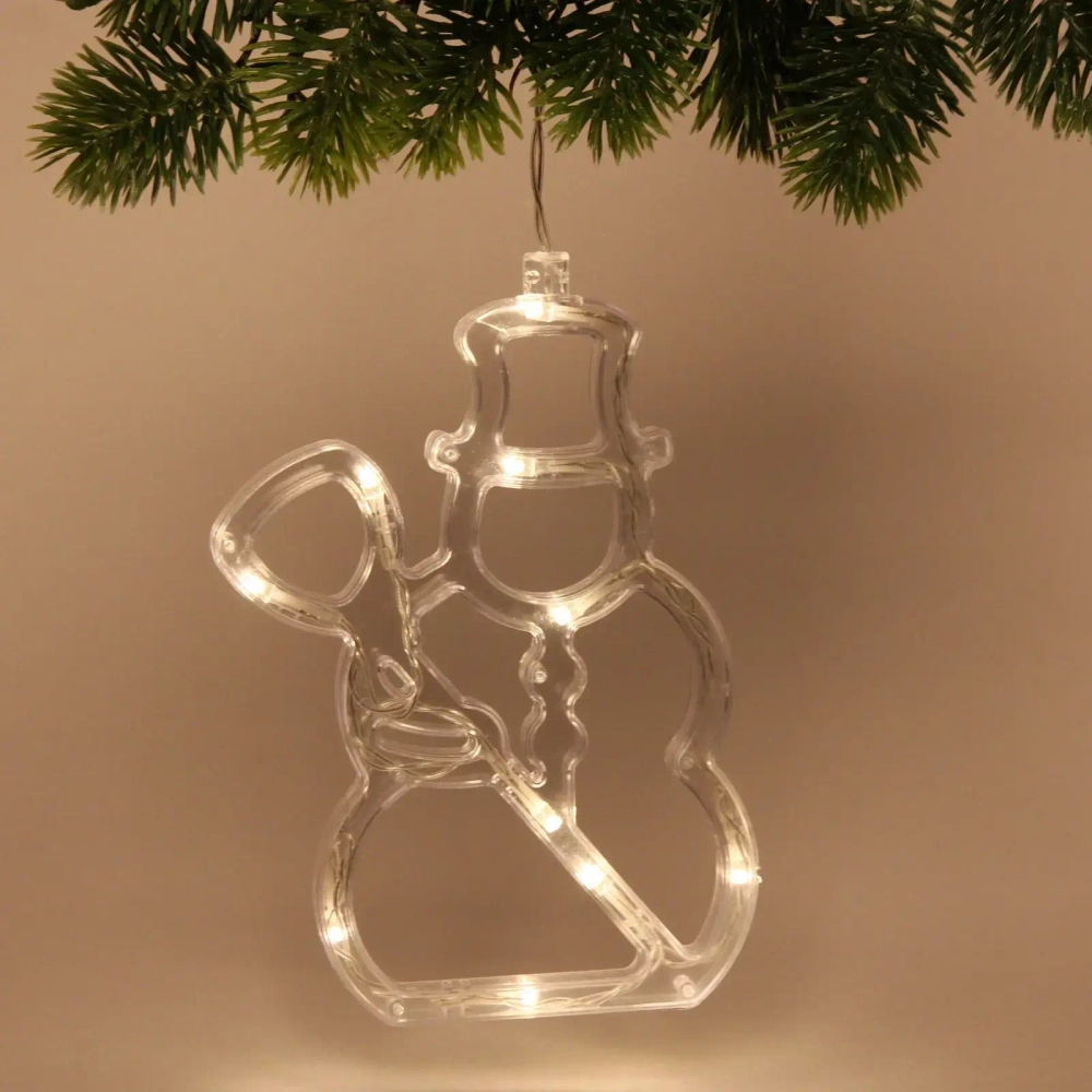 Фигура светодиодная «Снеговик» 13х18 см (батарейки 3 ААА), 1 реж, Теплый белый