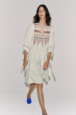 ZARA ПЛАТЬЕ МИДИ ИЗ СМЕСОВОГО ЛЬНА — ZW COLLECTION, РАЗНОЦВЕТНЫЙ