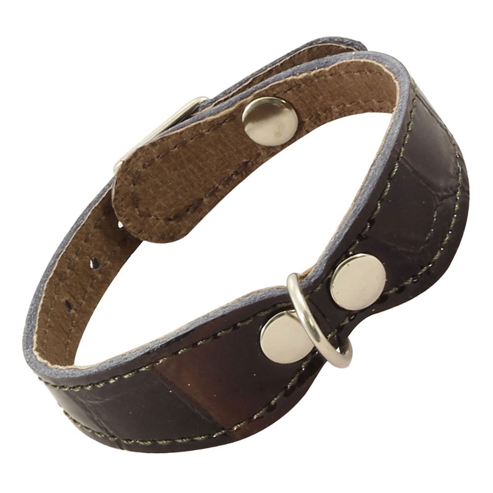 Ошейник-мини двойной фигурный кожаный, 10*240мм, Gamma