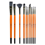 Кисть для рисования Basir художественная, нейлон, набор из 10 шт, чёрно-оранжевый корпус