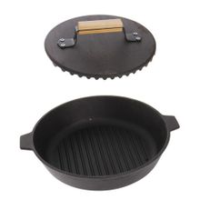 Сковорода-гриль Камская посуда ГУ8063 чугунная с прессом, 28 см