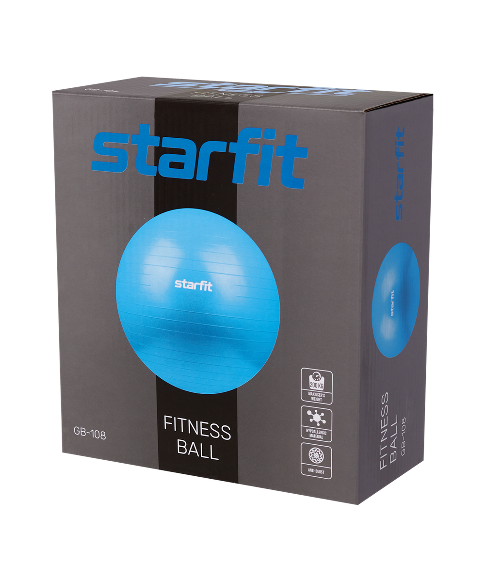 Фитбол STARFIT GB-108 антивзрыв, 1200 гр, темно-синий, 75 см