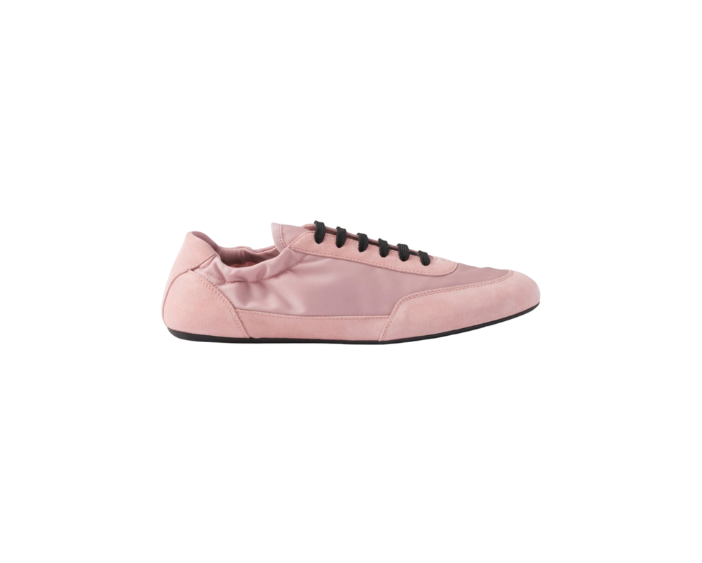 Женские кроссовки Prada Re-Nylon и замша, розовые