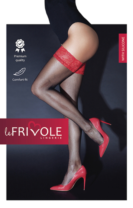 Чулки Le Frivole с красной кружевной резинкой на силиконе