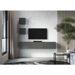 Подвесная тумба под ТВ 240 см белая матовая, МДФ, 4 откидных ящика, минимализм