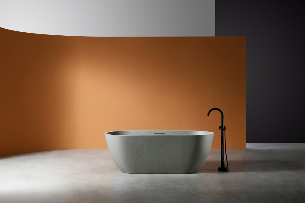 Ванна из искусственного камня ABBER Frankfurt AM9941MLG светло-серая матовая  170x75 см