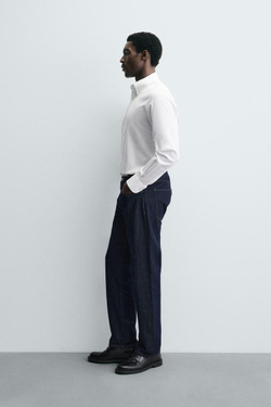 ZARА РУБАШКА КЛАССИЧЕСКОГО КРОЯ ИЗ РЕЛЬЕФНОЙ ТКАНИ, БЕЛЫЙ