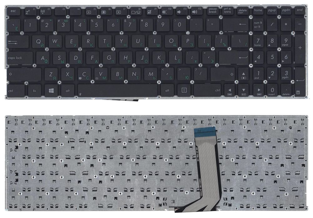 Клавиатура для ноутбука Asus X756U, X756UB, X756UJ, X756UQ Series. Плоский Enter. Черная, без рамки