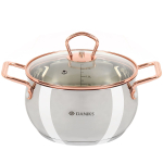 Кастрюля нерж, 2.5 л, крышка стекло, Daniks, Карлин, GS-01332G-18, индукц