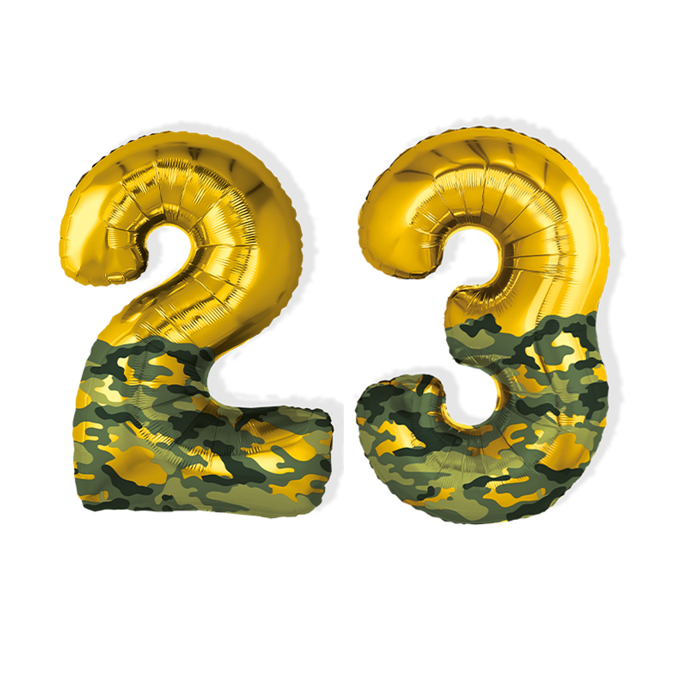 Шары цифры 23 камуфляж, День защитника отечества, 80см