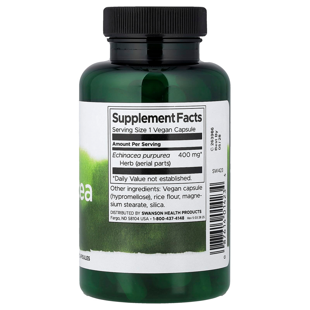 Swanson Vitamins, эхинацея, 400 мг, 100 веганских капсул
