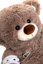 Бондажный набор: бурый мишка с белыми оковами и наручниками (Цвет: белый)