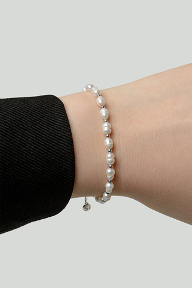 Браслет из серебра и натурального жемчуга