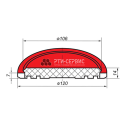 Резиновая накладка (РТИ-СЕРВИС 1044) для подкатного домкрата "Nordberg"