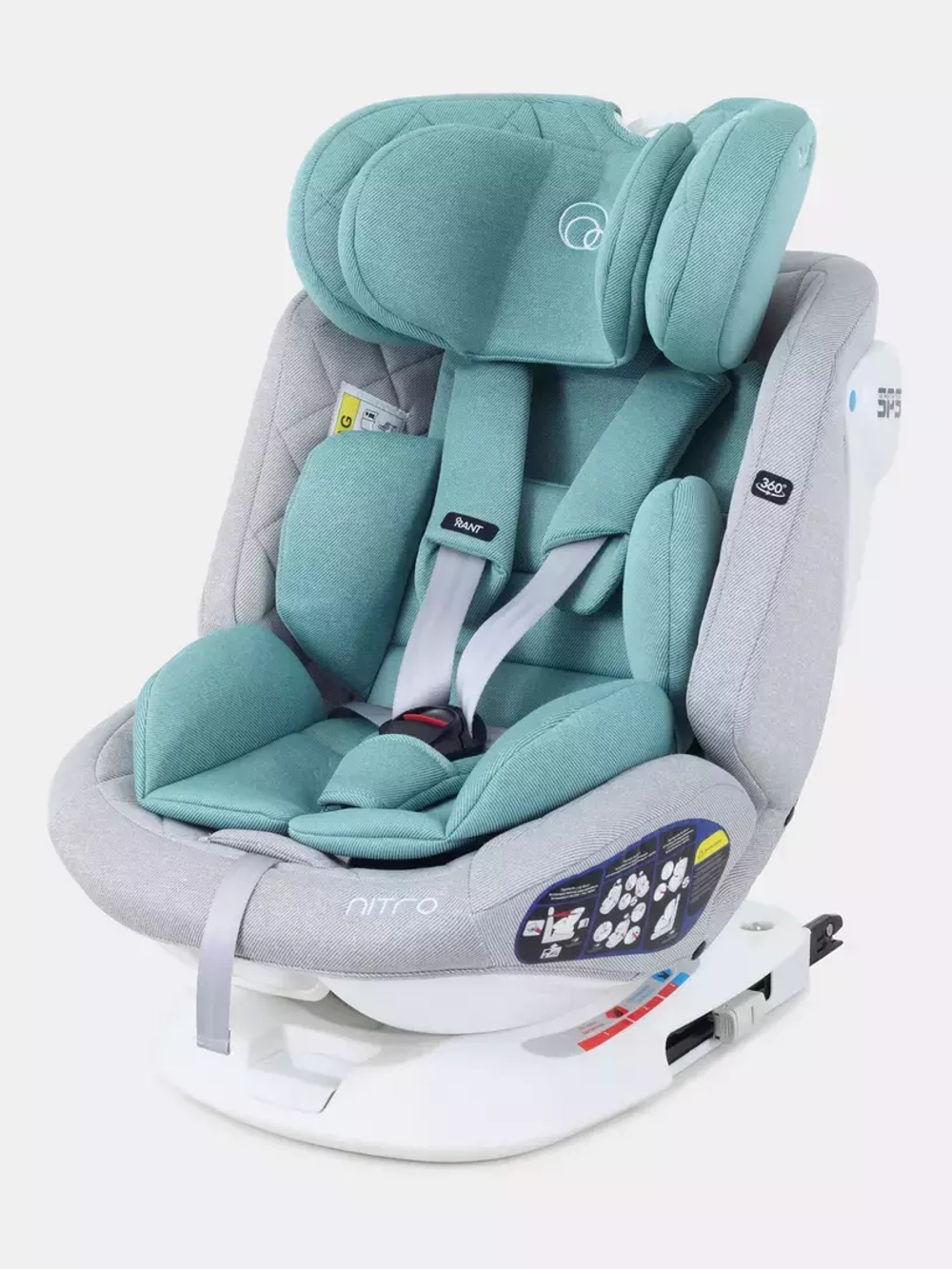 Автокресло RANT UB619 "NITRO" isofix Grey/Mint группа 0+-1-2-3  (0-36 кг)