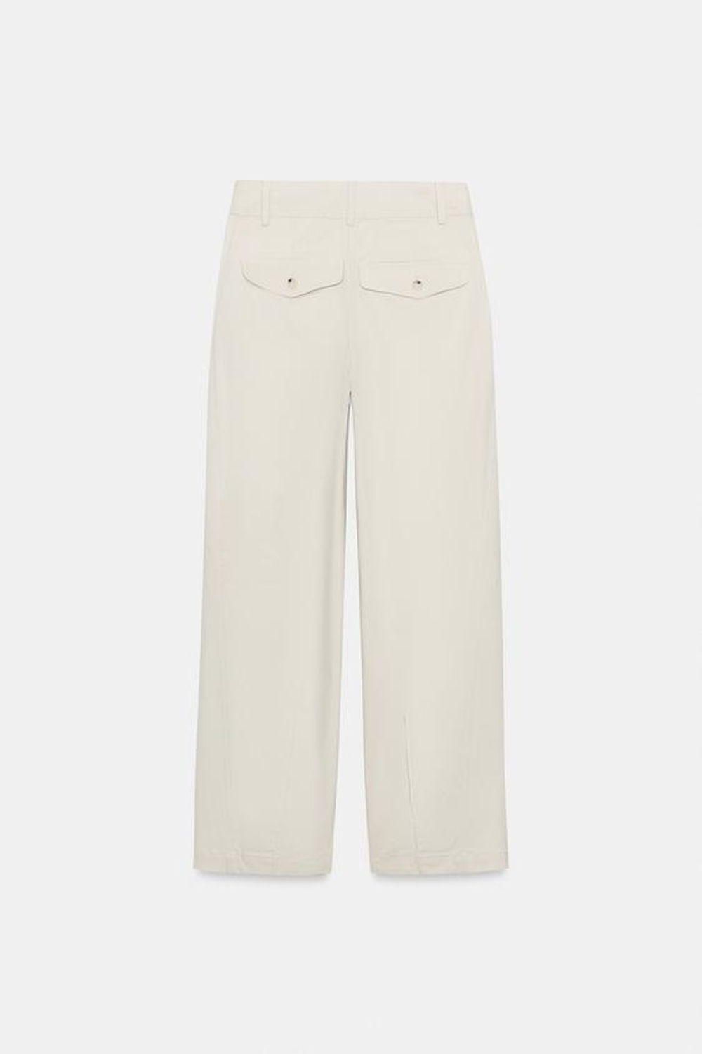 ZARA БРЮКИ BARREL С ЗАЩИПАМИ, ЭКРЮ