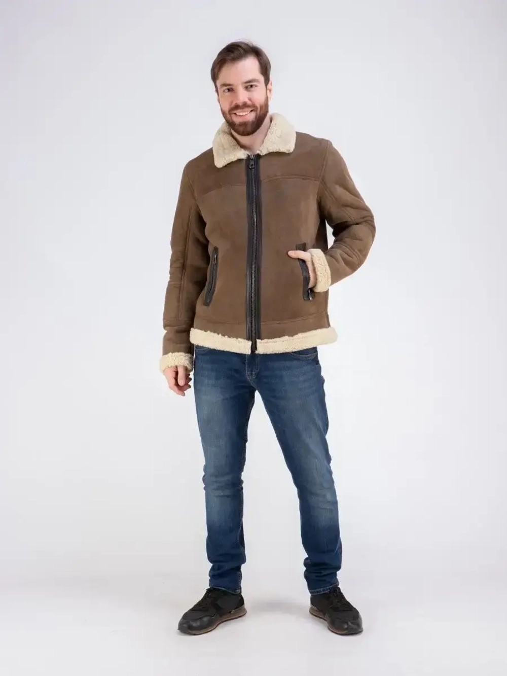 Дубленка мужская натуральная авиатор зимняя Турция