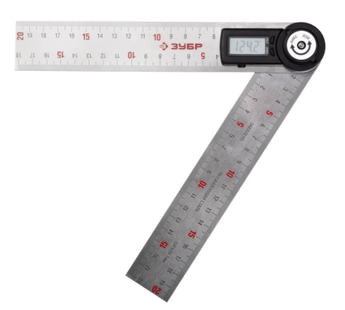 Транспортир-угломер электронный, 200 мм, Диапазон 0-360°, Точность 0,3°, Фиксация угла, ЗУБР Профессионал