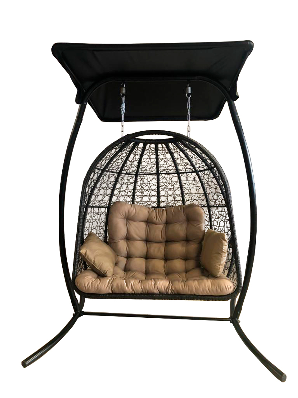 Кресло подвесное Беатрис арт.7036 (стойка+основание.черн.,корзн.корич.,подуш.беж. 2уп. (Т))