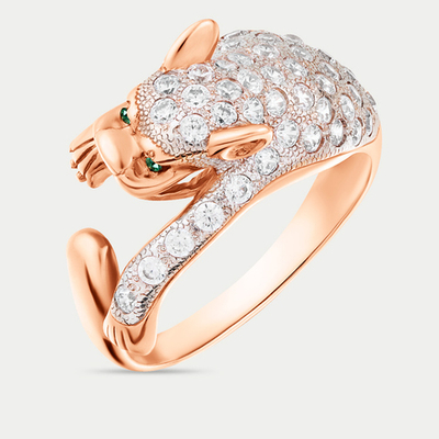 Кольцо женское из розового золота 585 пробы с фианитами (арт. 1300)