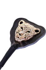 Чёрный стек с фигуркой леопарда на наконечнике - 50 см. (Цвет: черный)