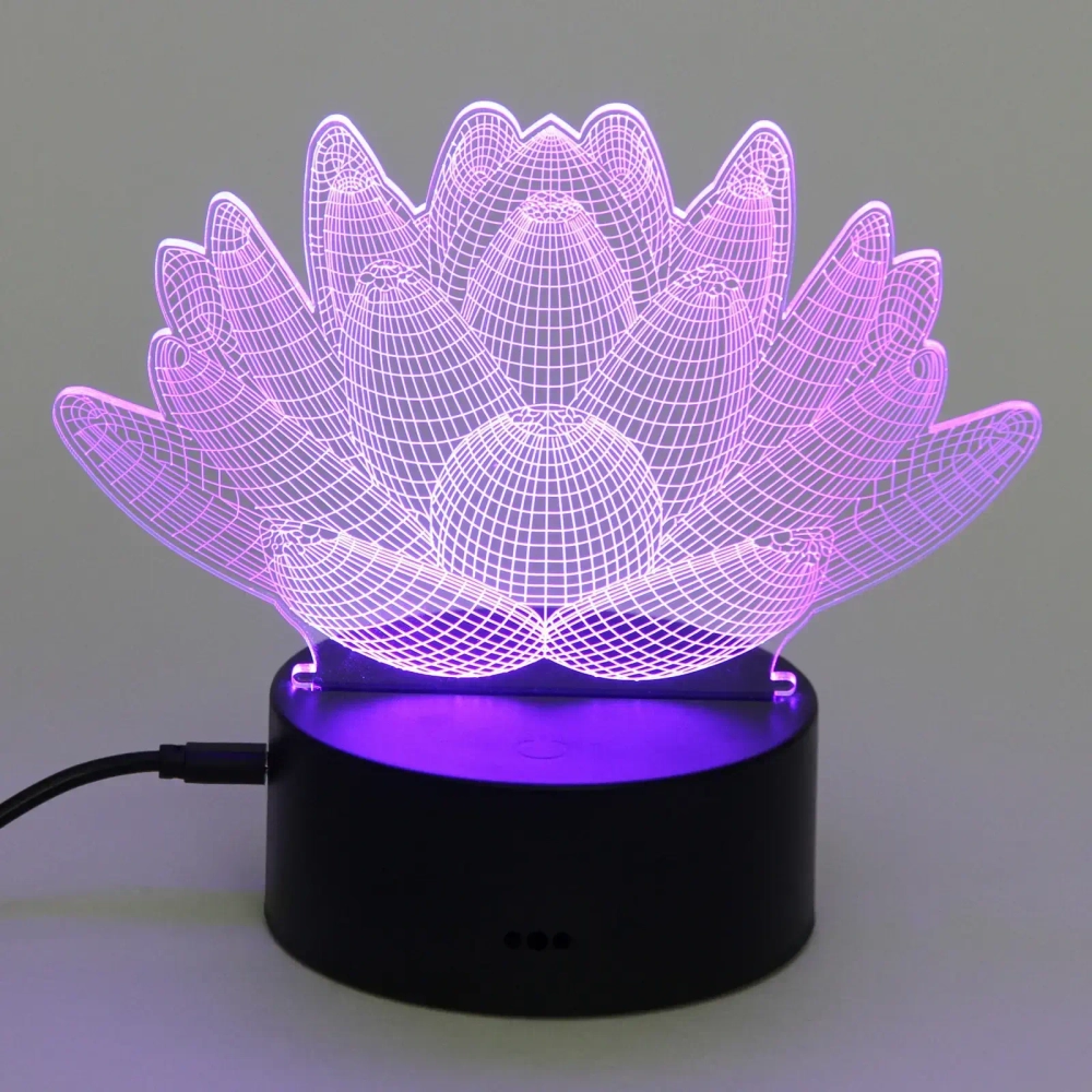 Светильник ночник «3D-Лотос» на пластиковой подставке, с включателем USB