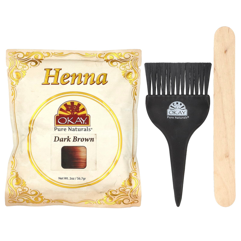 Okay Pure Naturals, травяная натуральная краска для волос хна, темно-коричневый, 56,7 г (2 унции)