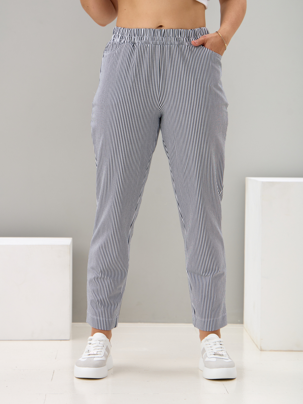 Брюки Бдж-129/синяяполоса-джинс