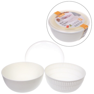 Дуршлаг пластиковый «Фаттория» 24*11см двойной с чашей и крышкой